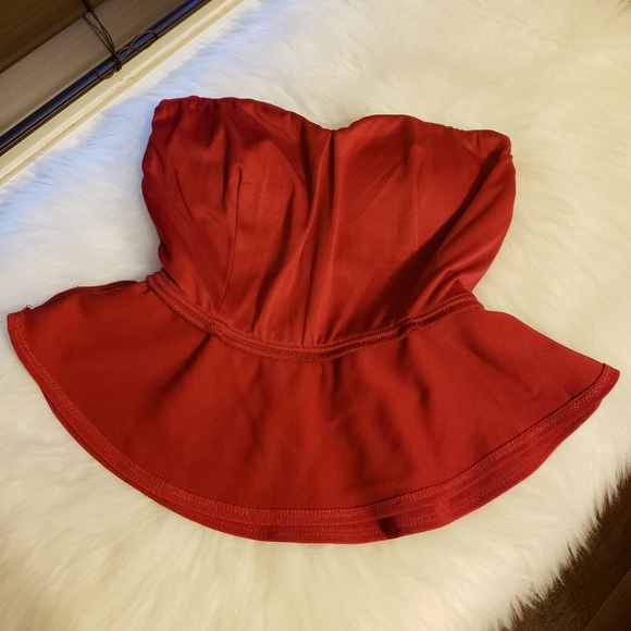 ❣️Necessary Clothing Red Strapless Bow Peplum Top - Picture 5 of 8